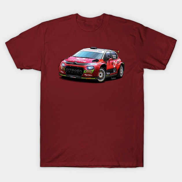 Citroen C3 R5 - Rally illustration T-Shirt by Mario Ramos Rally Art